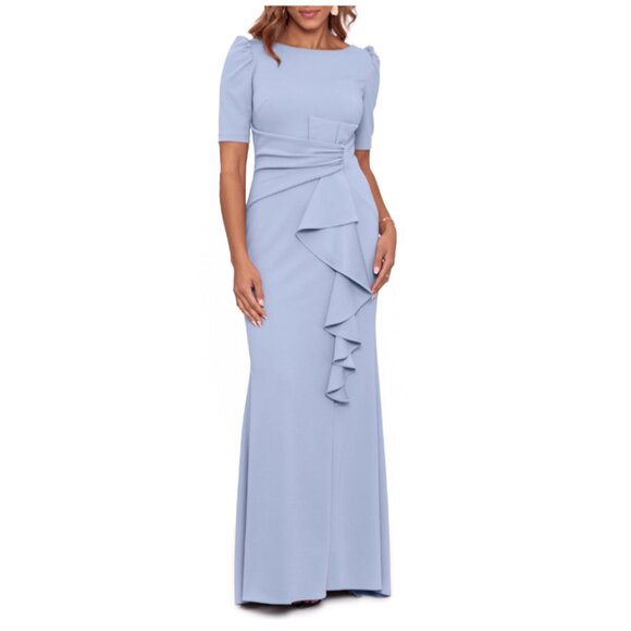 NWT Betsy & Adam A24225 Gathered Shoulder Gown - Picture 1 of 13